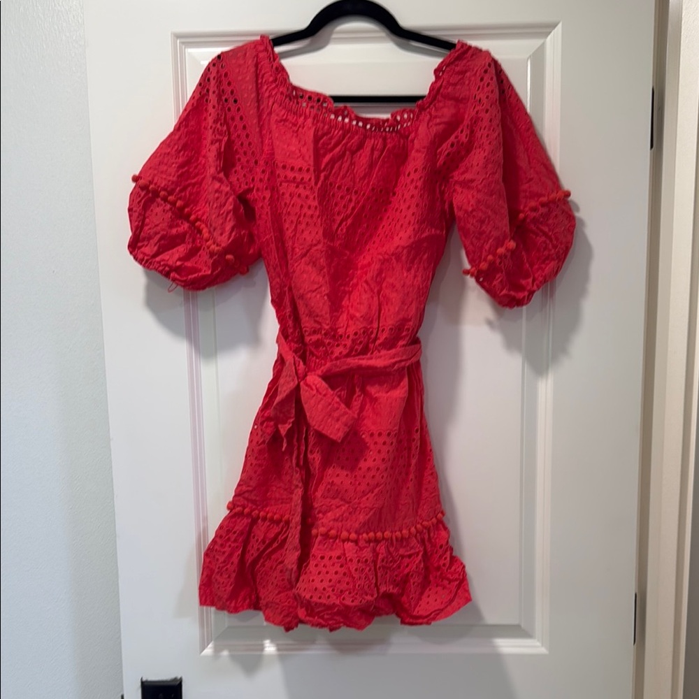 Parker bright Pink Eyelet Blouse with Ruffle Details